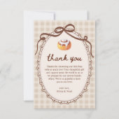 Bun in the Oven Gingham Bakery Baby Shower Dankeskarte (Vorderseite)