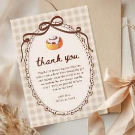 Bun in the Oven Gingham Bakery Baby Shower  Dankeskarte
