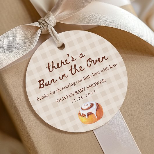 Bun in the Oven Gingham Bakery Baby Shower Gift Geschenkanhänger