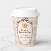 Bun in the Oven Gingham Bakery Baby Shower Pappbecher (Vorderseite)