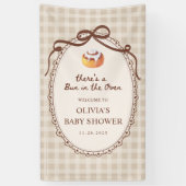 Bun in the Oven Gingham Bakery Baby Shower Welcome Banner (Vertikal)