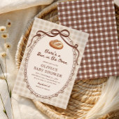 Bun in the Oven Gingham Sourdough Baby Shower Einladung