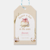 Bun In The Oven Pink Gingham Bow Baby Shower Geschenkanhänger (Vorderseite)