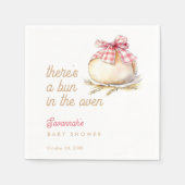 Bun In The Oven Pink Gingham Bow Baby Shower Serviette (Vorderseite)