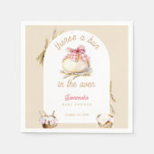 Bun In The Oven Pink Gingham Bow Baby Shower Serviette (Vorderseite)