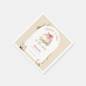 Bun In The Oven Pink Gingham Bow Baby Shower Serviette (Ecke)
