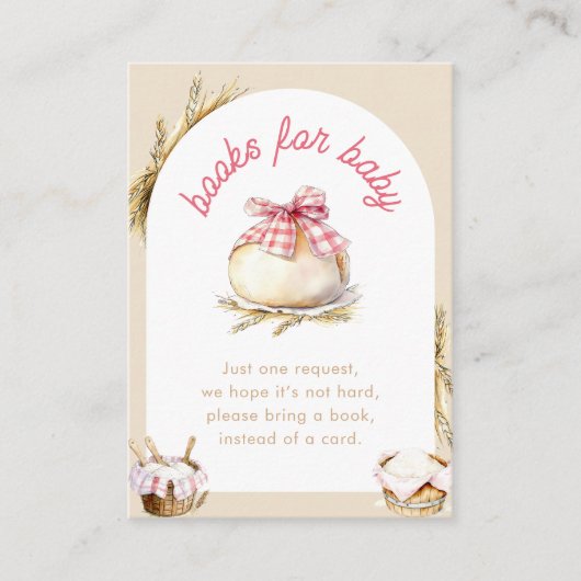 Bun In The Oven Pink Gingham Bow Books For Baby Begleitkarte (Vorderseite)