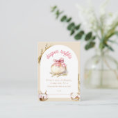 Bun In The Oven Pink Gingham Bow Diaper Raffle Begleitkarte (Stehend Vorderseite)