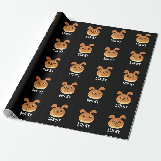 Bun-ny Funny Bunny Rabbit Bun Pun Dark BG Geschenkpapier (Ungerollt)