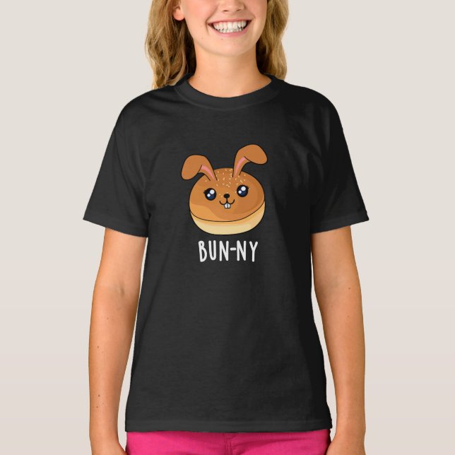 Bun-ny Funny Bunny Rabbit Bun Pun Dark BG T-Shirt (Vorderseite)
