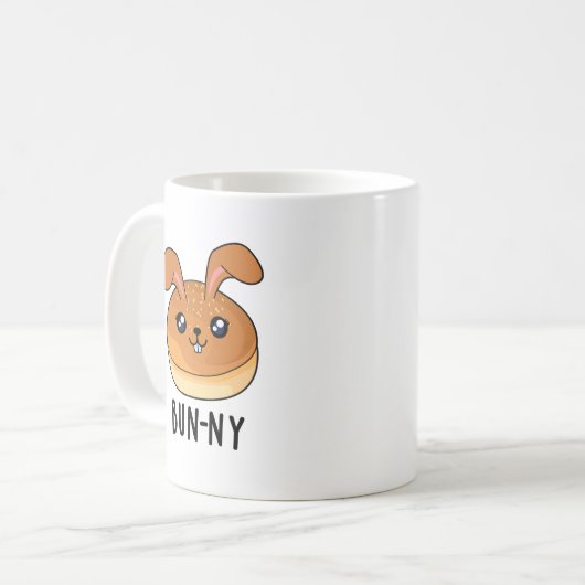 Bun-ny Funny Bunny Rabbit Bun Pun Kaffeetasse (Vorderseite Links)