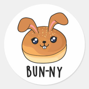 Bun-ny Funny Bunny Rabbit Bun Pun Runder Aufkleber