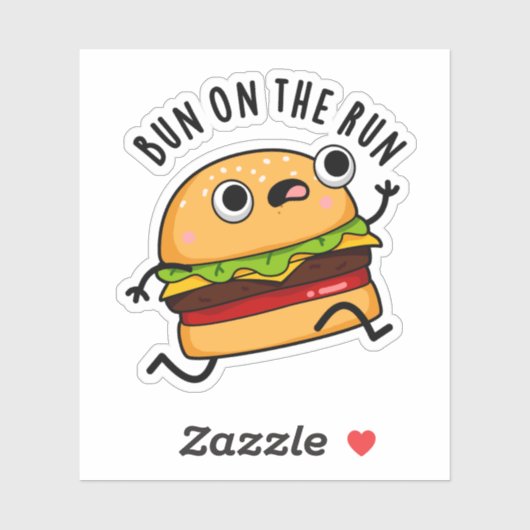 Bun on Run Funny Burger Pun Aufkleber (Blatt)