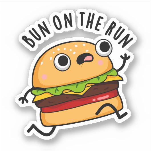 Bun on Run Funny Burger Pun Aufkleber (Vorderseite)