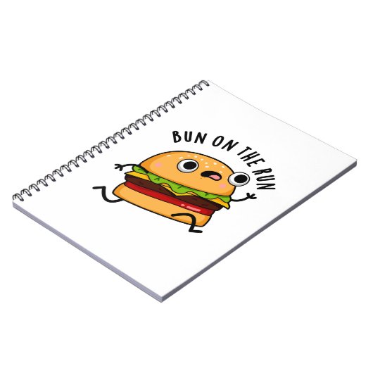 Bun on Run Funny Burger Pun Notizblock (Linke Seite)