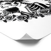 Bun Skeleton trinken Kaffee Vintag Halloween Spaß Poster (Ecke)