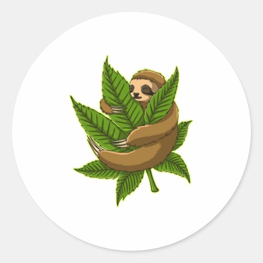 Bun Weed Sloth Runder Aufkleber (Vorderseite)
