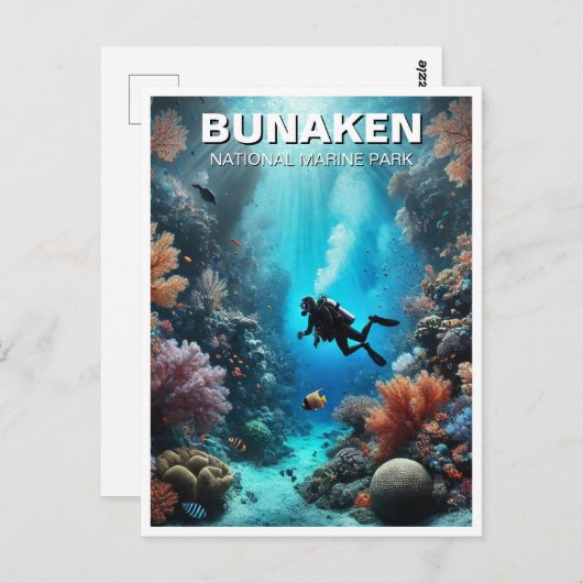 Bunaken Indonesia Scuba Diver Postkarte (Vorne/Hinten)