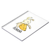 Bunana Funny Bunny in einem Bananenpuff Notizblock (Linke Seite)