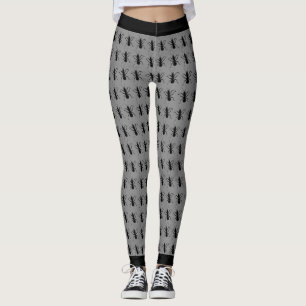 Bunch Big Black Crawling Ants auf Grau Leggings