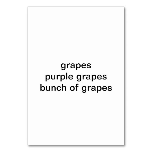 Bunch Lila Trauben Lesekarten für Erwachsene Tischnummer (Rückseite)
