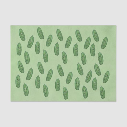 Bunch of Funny Green Pickles Surprised Faces green Seidenpapier (Vorderseite)