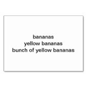 Bunch Yellow Bananas Reading Flashcards für Erwach Tischnummer (Rückseite)