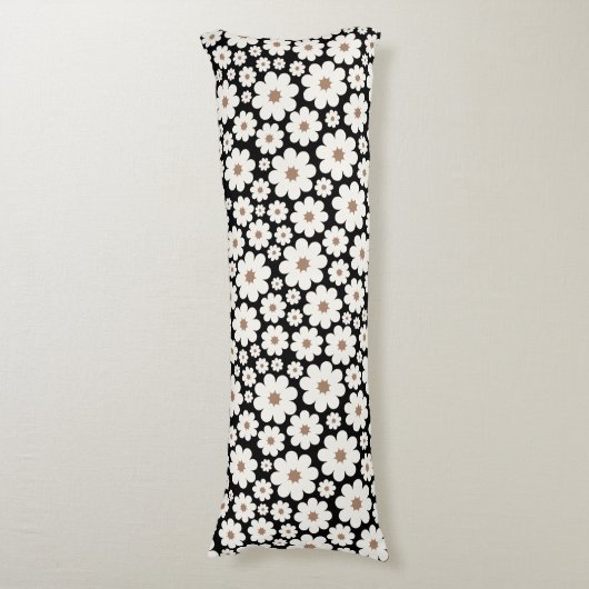 Bunches fröhlich weißes, matte Blume, bräunliches  Seitenschläferkissen (Vorderseite Vertikal)