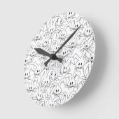 Bunches of Bunnies on white - seamless pattern. Runde Wanduhr (Winkel)