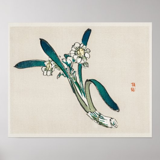 Bunchflower Daffodil von Kōno Bairei (1844-1895) Poster (Vorne)