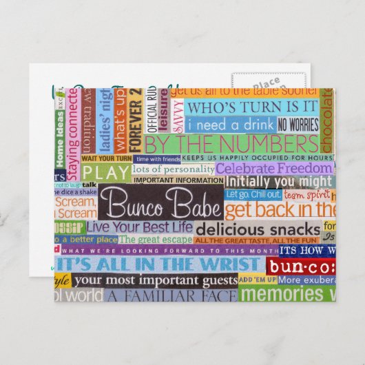 Bunco Babe Einladungspostkarte (Vorne/Hinten)