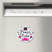 Bunco Babe mit rosa Top Hat und rosa Mustache Magnet (In Situ (Geschirrspüler))