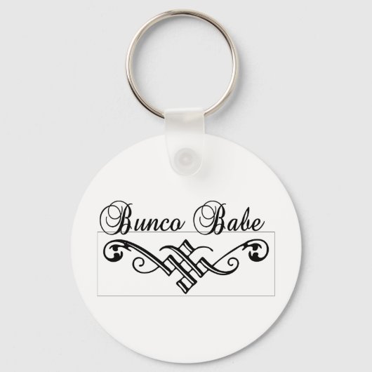 Bunco Babe mit schwarzer Schrift Schlüsselanhänger (Vorderseite)