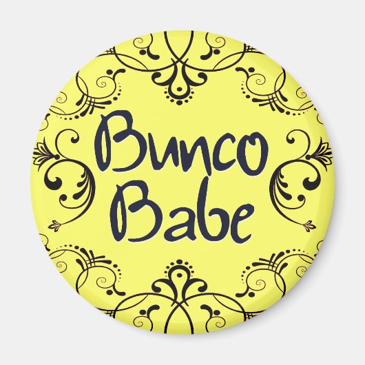 Bunco Babe mit Wirbel Button Magnet (Vorne)