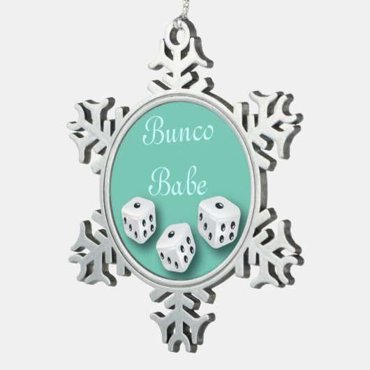 Bunco Baby mit Würfel-Weihnachtsschneeflocke Schneeflocken Zinn-Ornament (Rechts)