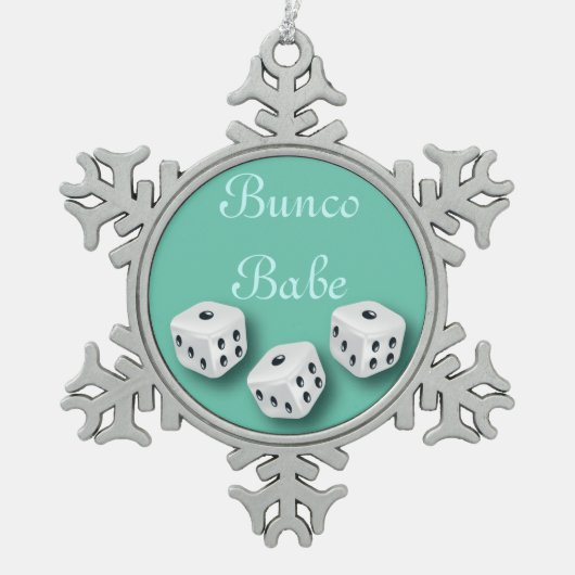 Bunco Baby mit Würfel-Weihnachtsschneeflocke Schneeflocken Zinn-Ornament (Vorderseite)