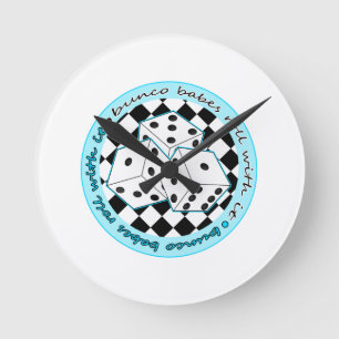 Bunco Baby-Rolle mit ihr - Blau Runde Wanduhr