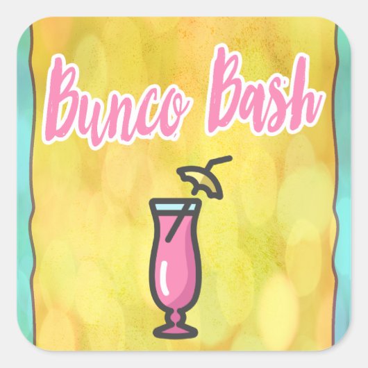 Bunco Bash Pink Drink Quadratischer Aufkleber (Vorderseite)