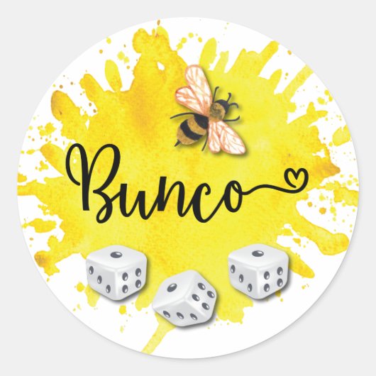 Bunco Bee Dice Runder Aufkleber (Vorderseite)