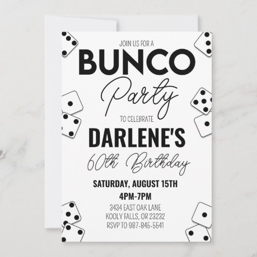 Bunco Birthday Einladung Modern einfach (Vorderseite)