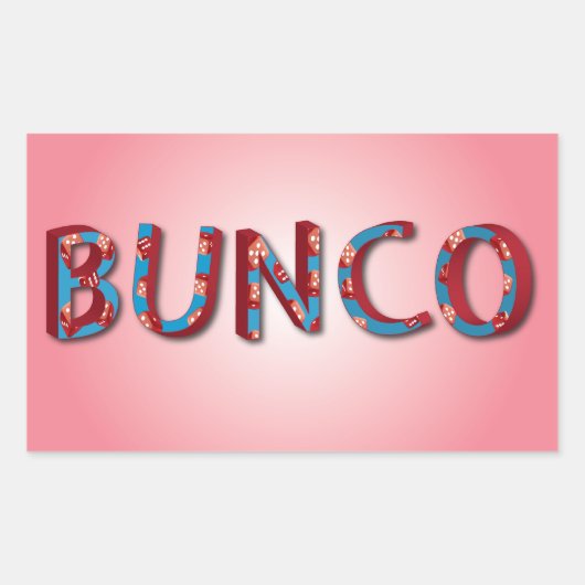 Bunco-Buchstaben mit Bunco-Würfeln Rechteckiger Aufkleber (Vorderseite)