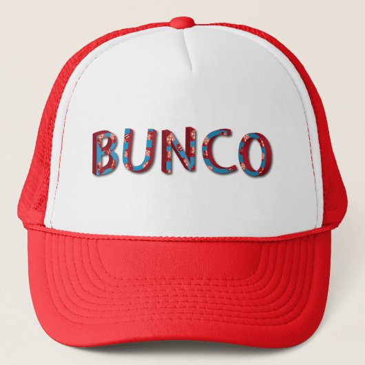 Bunco Buchstaben mit bunco Würfeln Truckerkappe (Vorderseite)