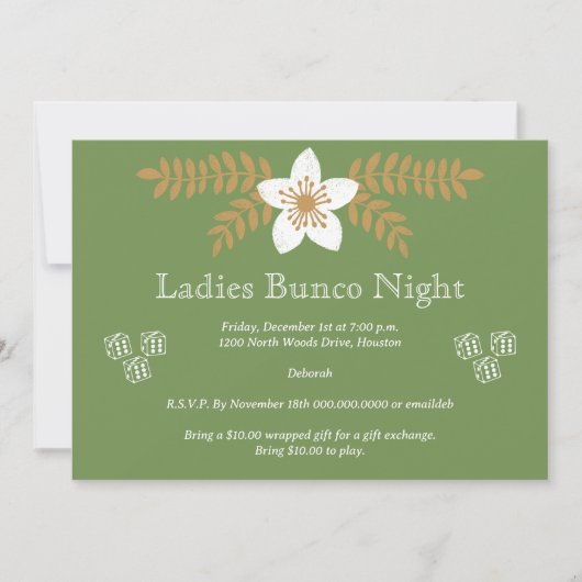 Bunco Bunko Dezember-Feierparty Einladung (Vorderseite)