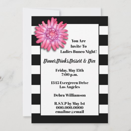 Bunco Bunko Dezemberfeier Einladung (Rückseite)