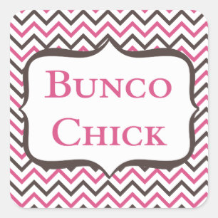 Bunco Chick mit Zickzack Design Quadratischer Aufkleber