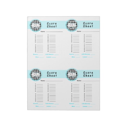 Bunco Chicks Roll mit der Score Card Blau - 160 Notizblock (Rotiert)