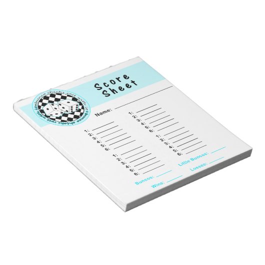 Bunco Chicks Roll mit Score Card - Blau Notizblock (angewinkelt)