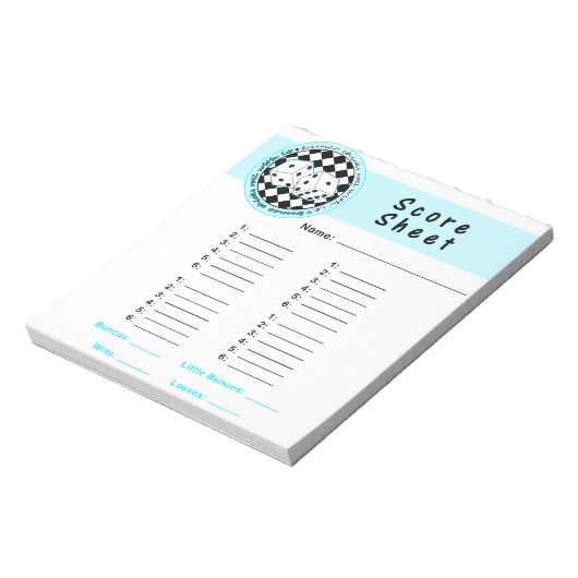 Bunco Chicks Roll mit Score Card - Blau Notizblock (Rotiert)
