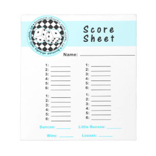 Bunco Chicks Roll mit Score Card - Blau Notizblock