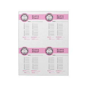Bunco Chicks Roll mit seiner Score Card Rosa - 160 Notizblock